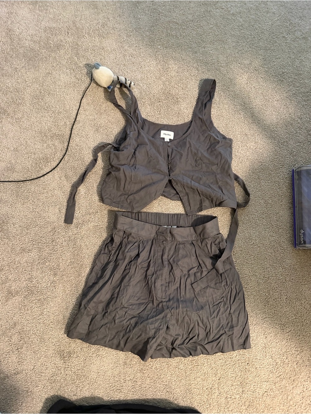 Rhythm Charcoal Gray Tie-Waist Shorts Set